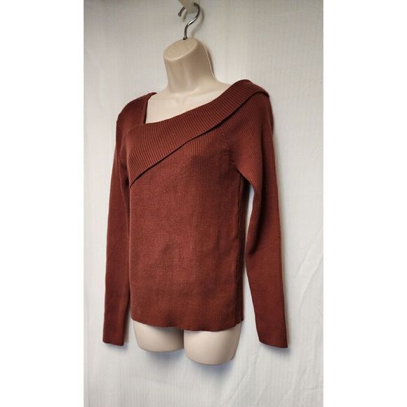 Anrabess Womens Off Shoulder Pullover Long Sleeve Sweater Size XL Color Brown - Picture 5 of 8